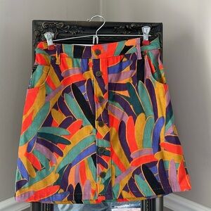 Farm Rio for Anthropologie corduroy mini skirt, Size S